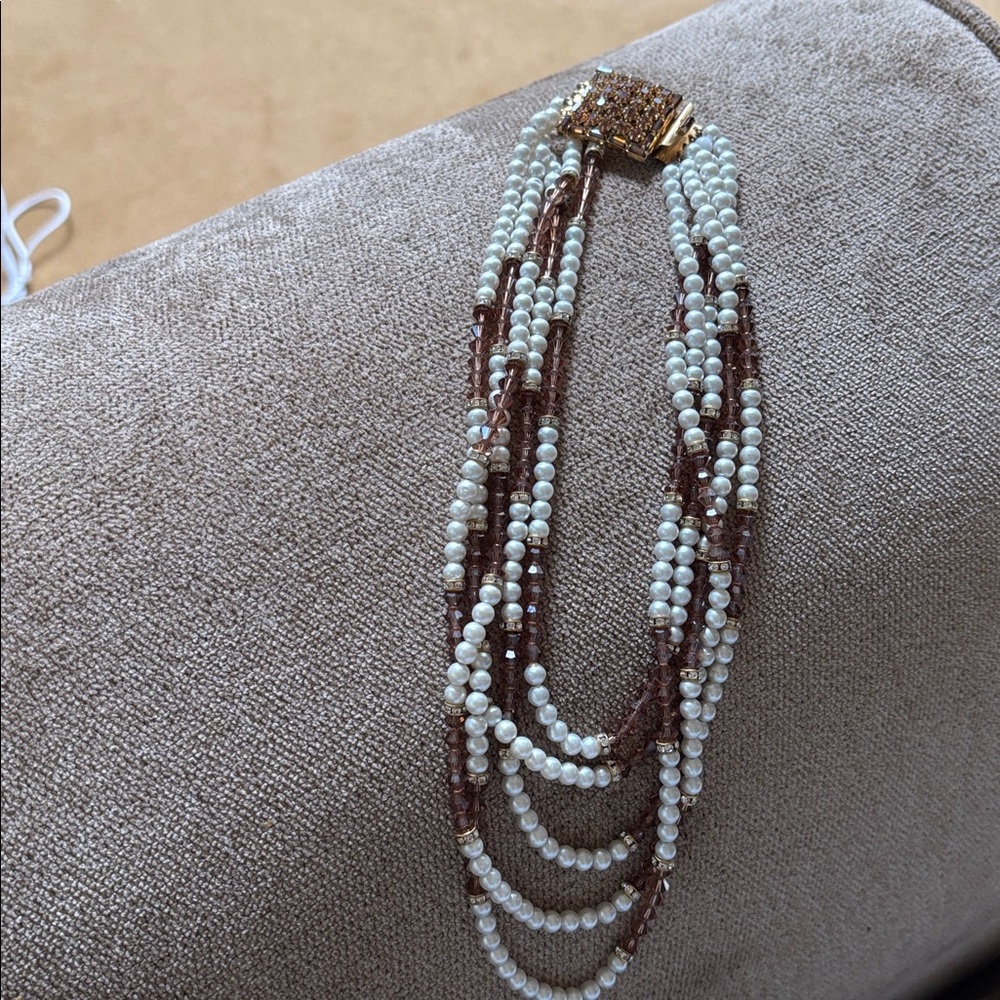Elegant Multi-Strand Pearl and Brown Beaded Necklace 

MAKE A OFFER!!